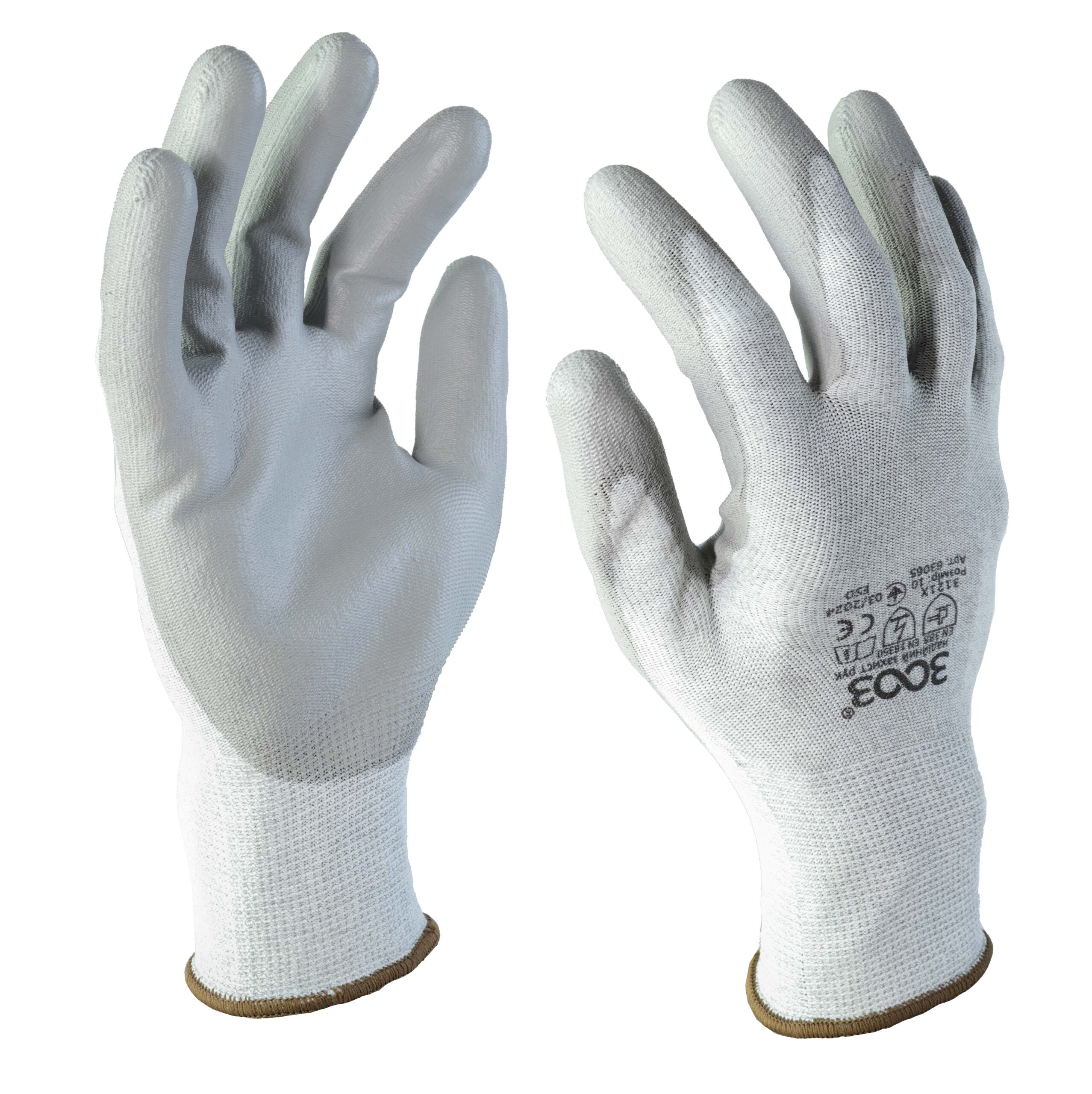 Рукавички 3003 ESD з PU обливом 1/2, сірі